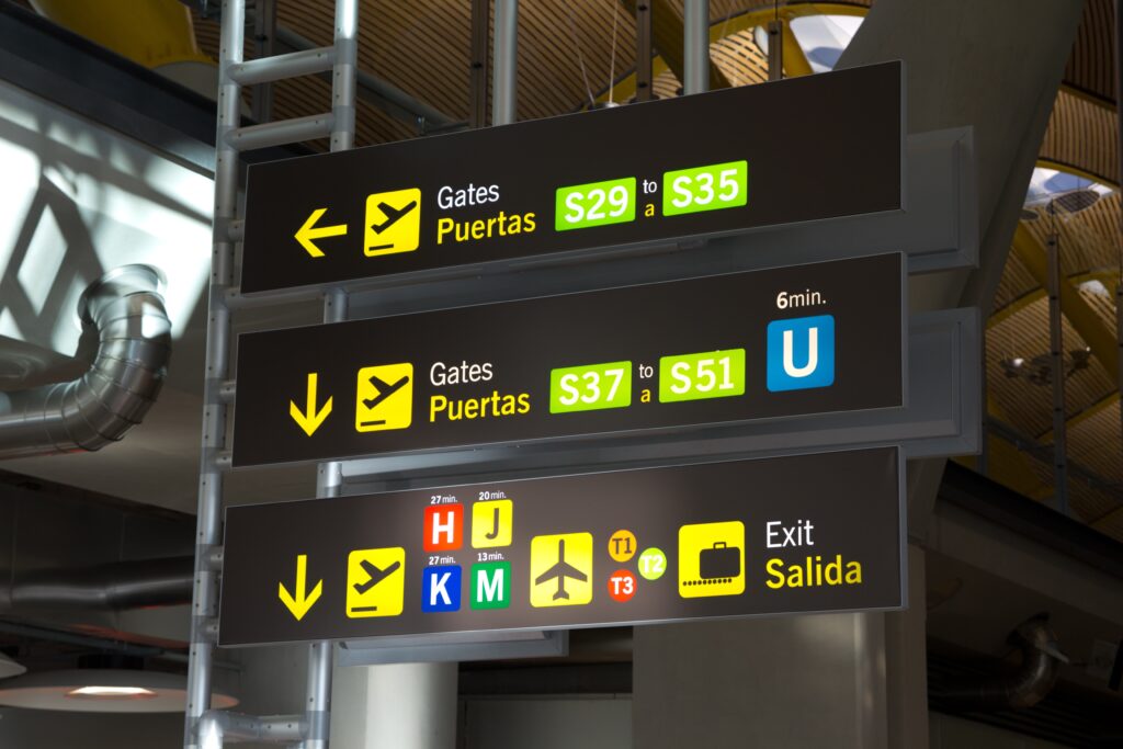 Airport interior signage