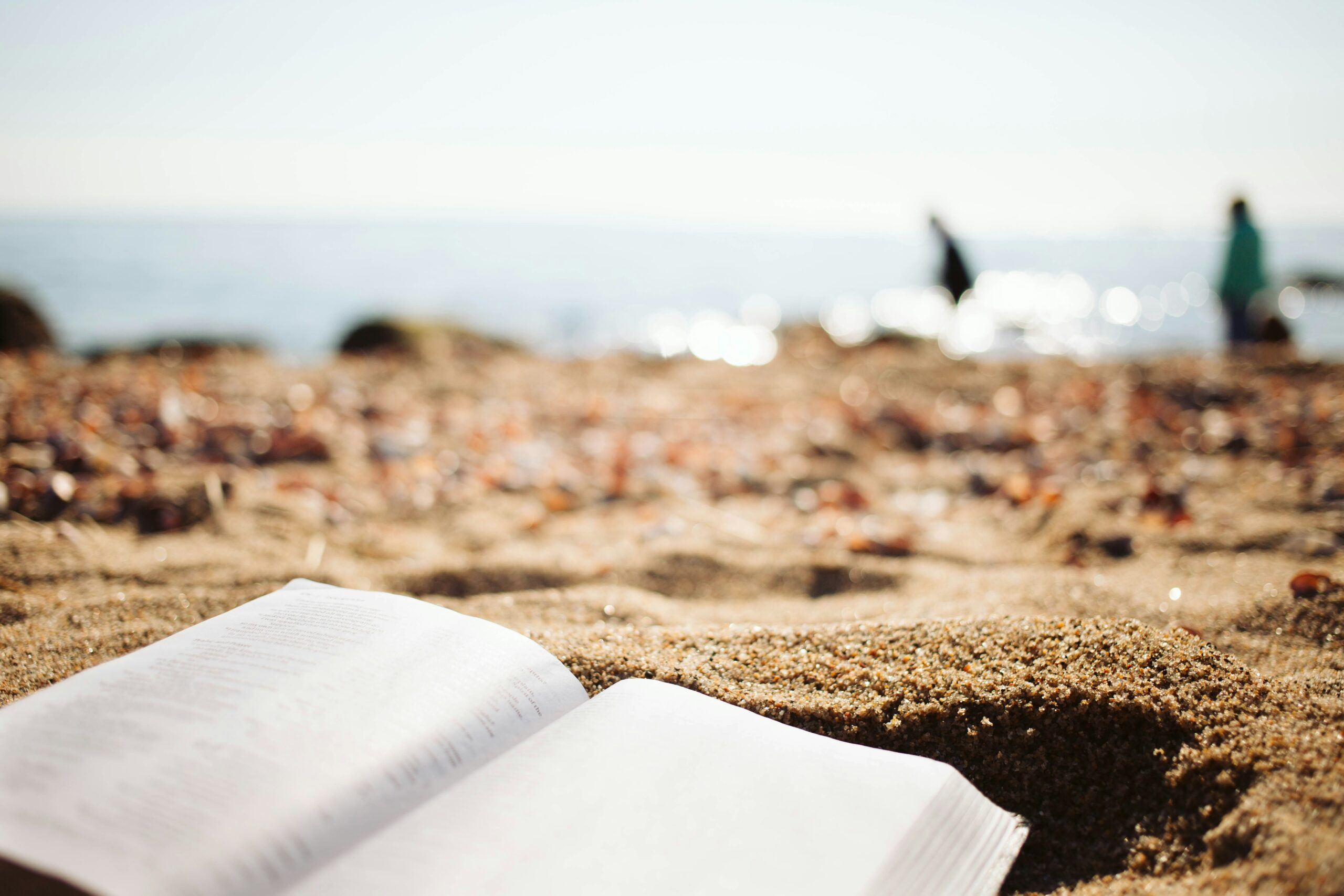 Book open on a beach